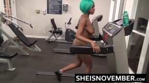Ebony Black Teen Fuck in Public Gym by a Stranger Doggystyle Sex Blowjob