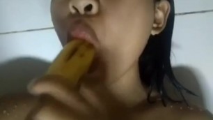 Babygirl using Banana to her Pussy