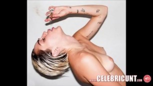 Miley Cyrus Topless Posing with Strap on Dildo