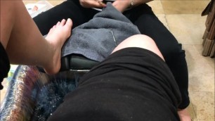 Teen Fetish Goddess getting her Pretty Feet Pampered in Public - Pedicure