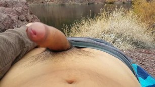 Latino Teen ALMOST CAUGHT Jerking off near Colorado River