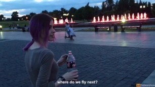Cute Hot Teen doing Public Blowjob, Cum in Mouth and Swallow Cum
