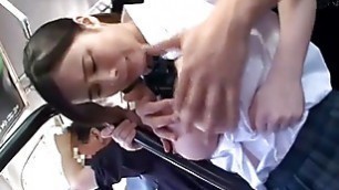 Japanese teen  uniform huge perfect tits boob play finger squirt bj doggystyle cum on tits sucks him dry